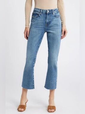 Frame Le Crop Flare Jeans Women’s 28 Raw Hem Flare Leg Blue stretch cropped
